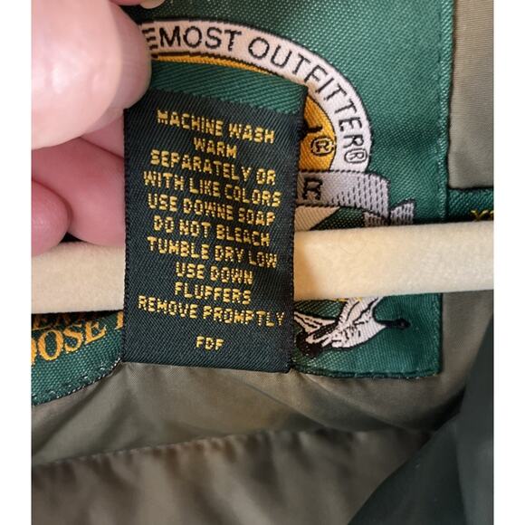 Cabela's Warm Vest Goose Down Mens Size XL Tall Puffer Green Snaps Nylon Great! - Picture 8 of 9